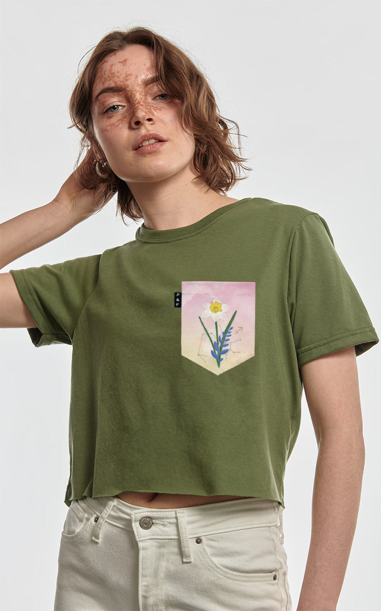 T-shirt « crop top » à poche pour femme avec poche Sans tort cent rancunes ^