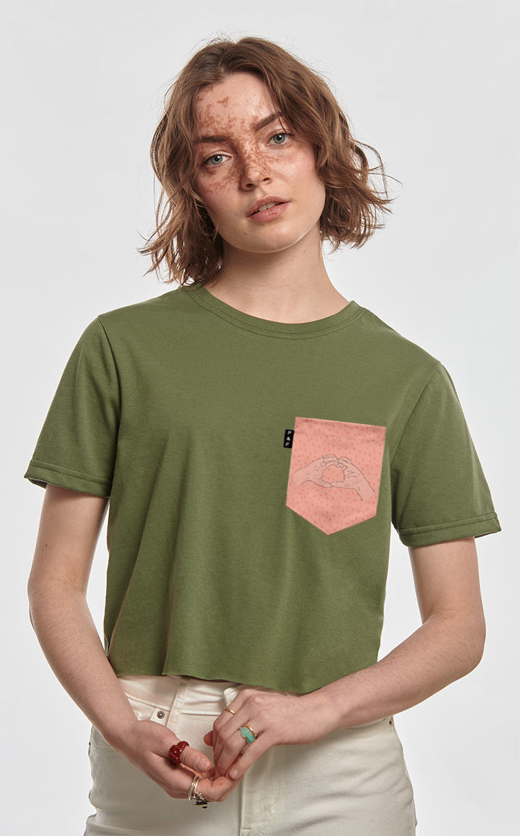 T-shirt « crop top » à poche Tétradécagone de l'amour