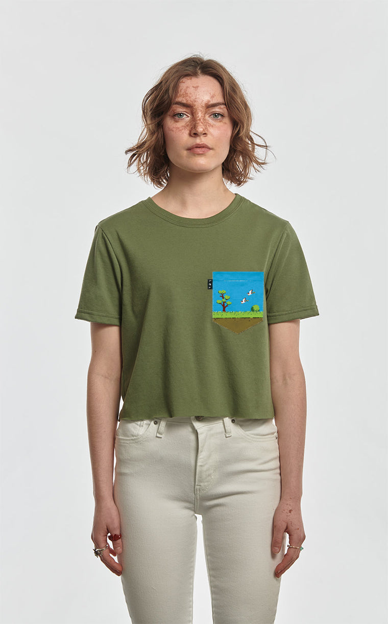 T-shirt « crop top » à poche Tire la chasse