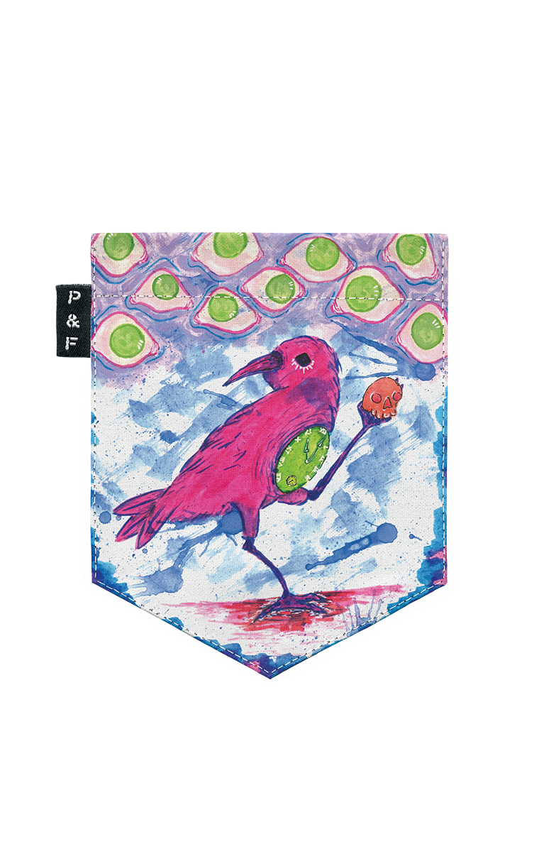 Col en V semi-ajusté à poche Oiseau Oiseau