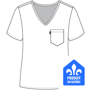 T-shirt Col V semi-ajusté fait au Québec à poche Poche Mystère