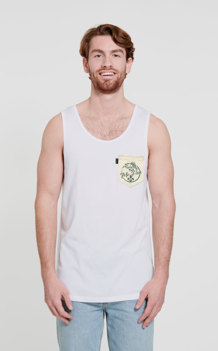 Camisole à poche pour homme avec poche Mr Fish Beige ^ 