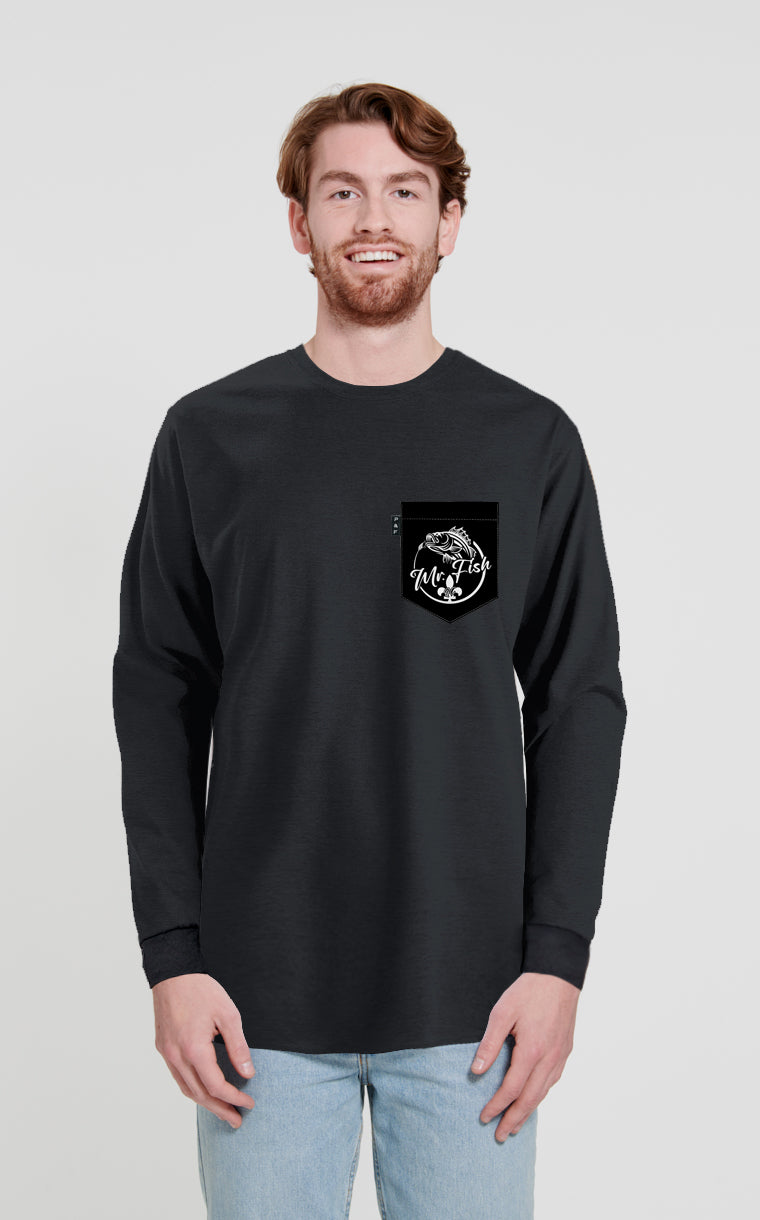 Mr Fish Black Long Sleeve Pocket Sweater