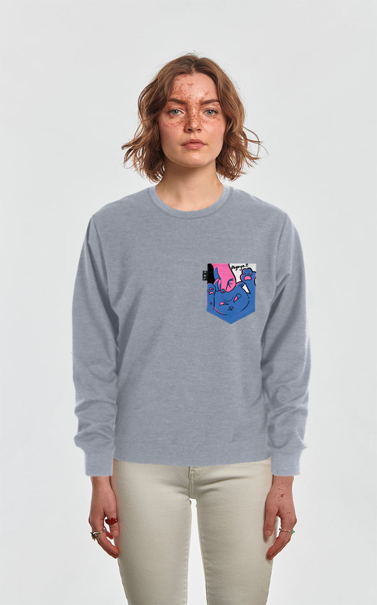 Crewneck Qc à poche Chat-astrophe