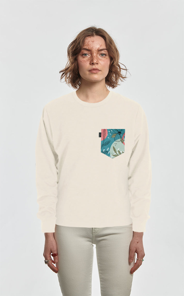 Crewneck Qc with pocket Daffodils and bowling