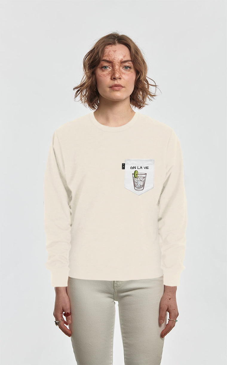 Crewneck Qc with pocket Yvon makes me thirsty