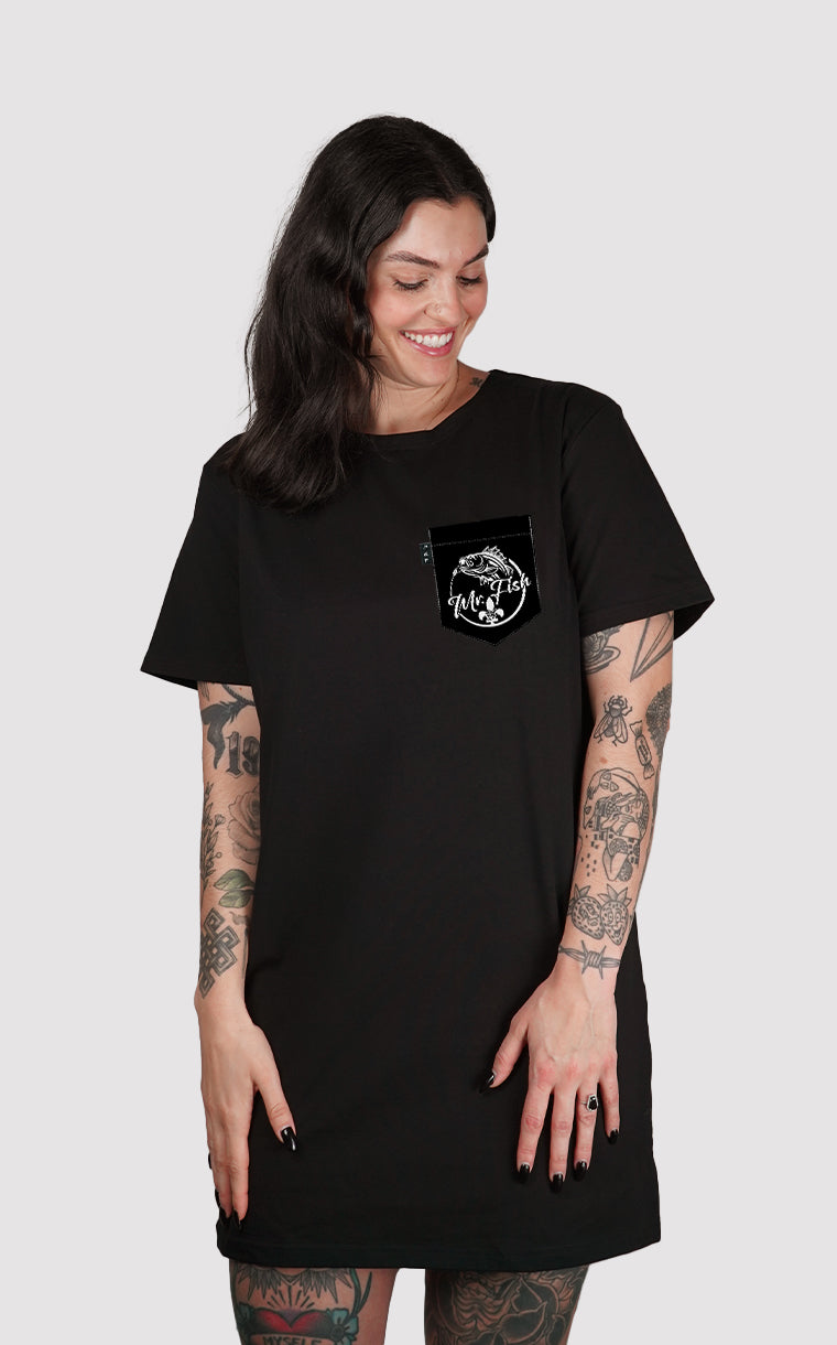 Robe à poche pour femme avec poche Mr Fish Noir ^ 