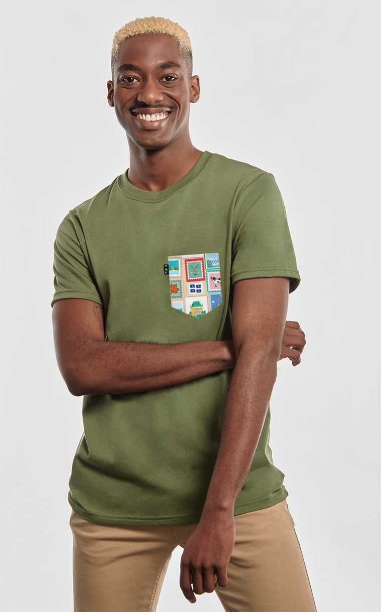 T-shirt à poche Timbres