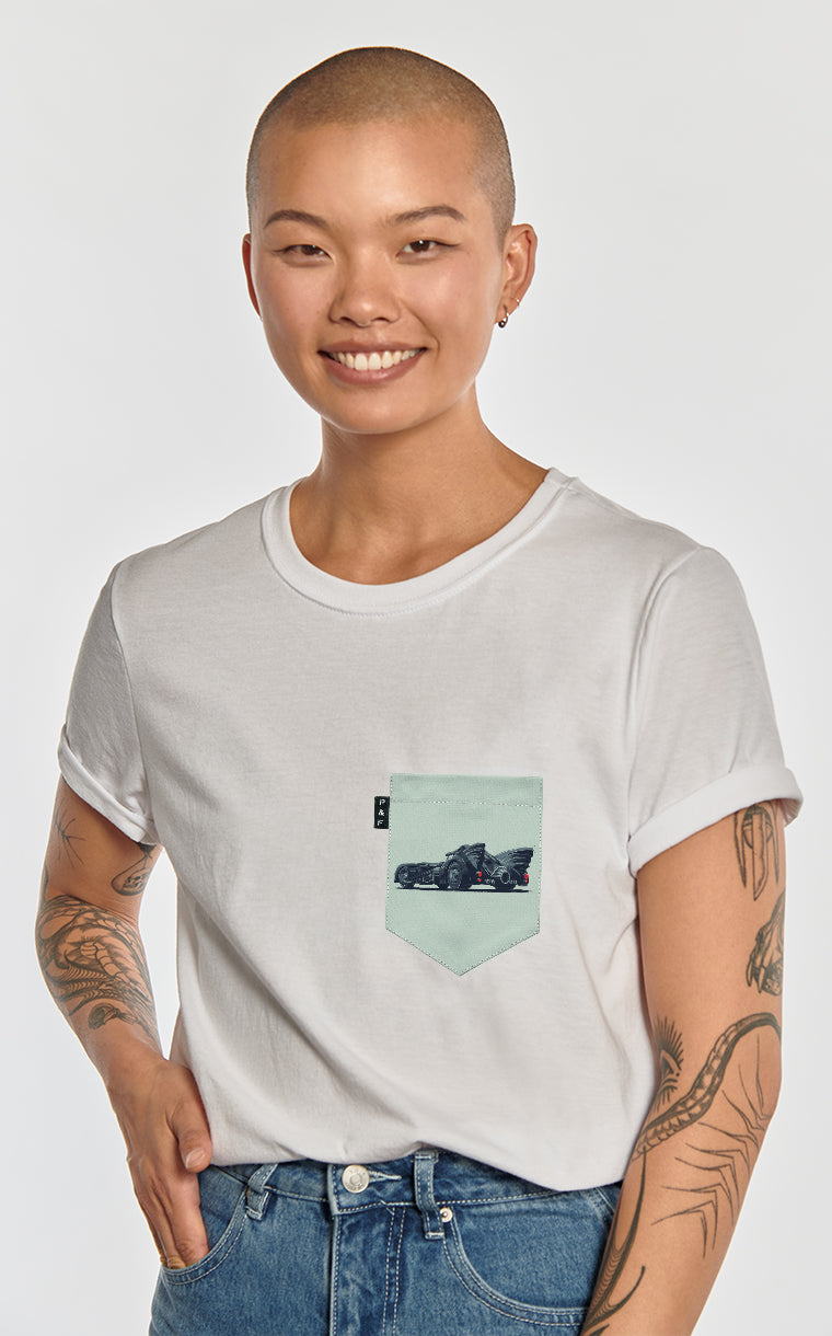 T-shirt coupe Boyfriend à poche Chauffe-souris