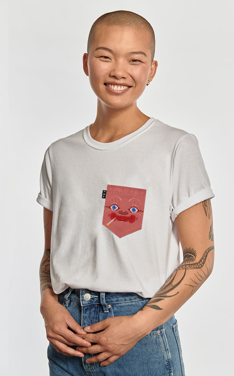 T-shirt coupe Boyfriend à poche Paix et joie