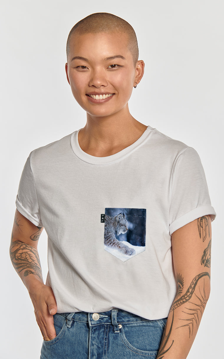 T-shirt coupe Boyfriend à poche pour femme avec poche Star Lynx ^ 