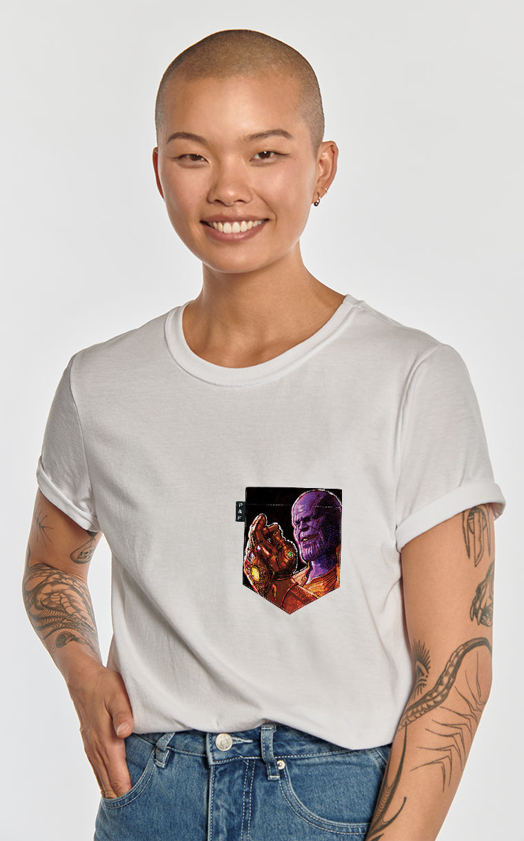 Boyfriend Fit T-Shirt with Pocket You're Thanos