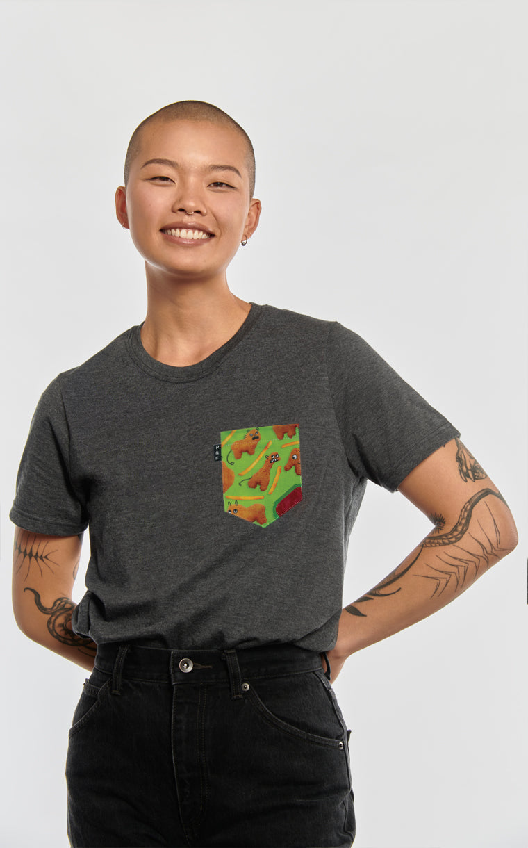 T-shirt coupe Boyfriend à poche pour femme avec poche Crocopoulatorius ^ 