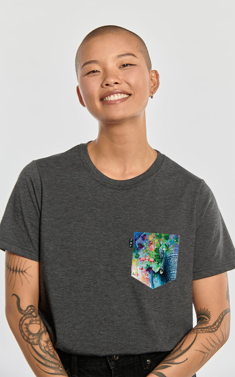 T-shirt coupe Boyfriend à poche Trompe l'oeil