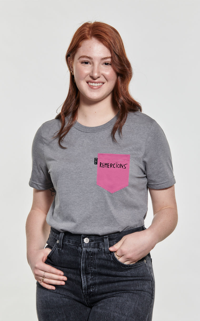 T-shirt coupe Boyfriend à poche Mishel Kekourge Remercions
