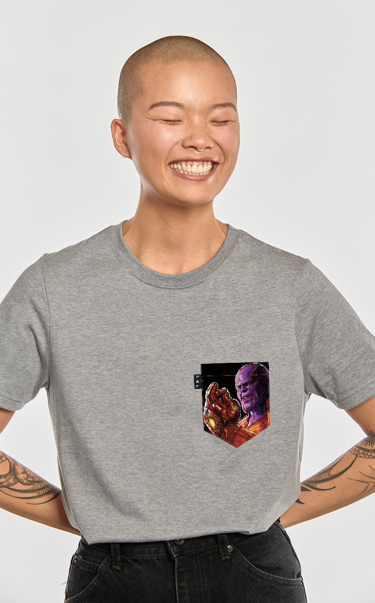 Boyfriend Fit T-Shirt with Pocket You're Thanos