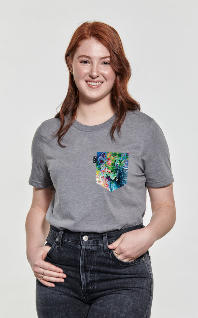 T-shirt coupe Boyfriend à poche Trompe l'oeil