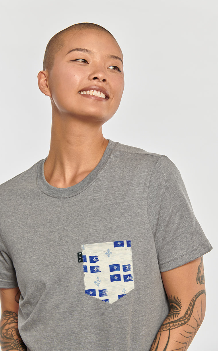 T-shirt coupe Boyfriend à poche Vive le Québec