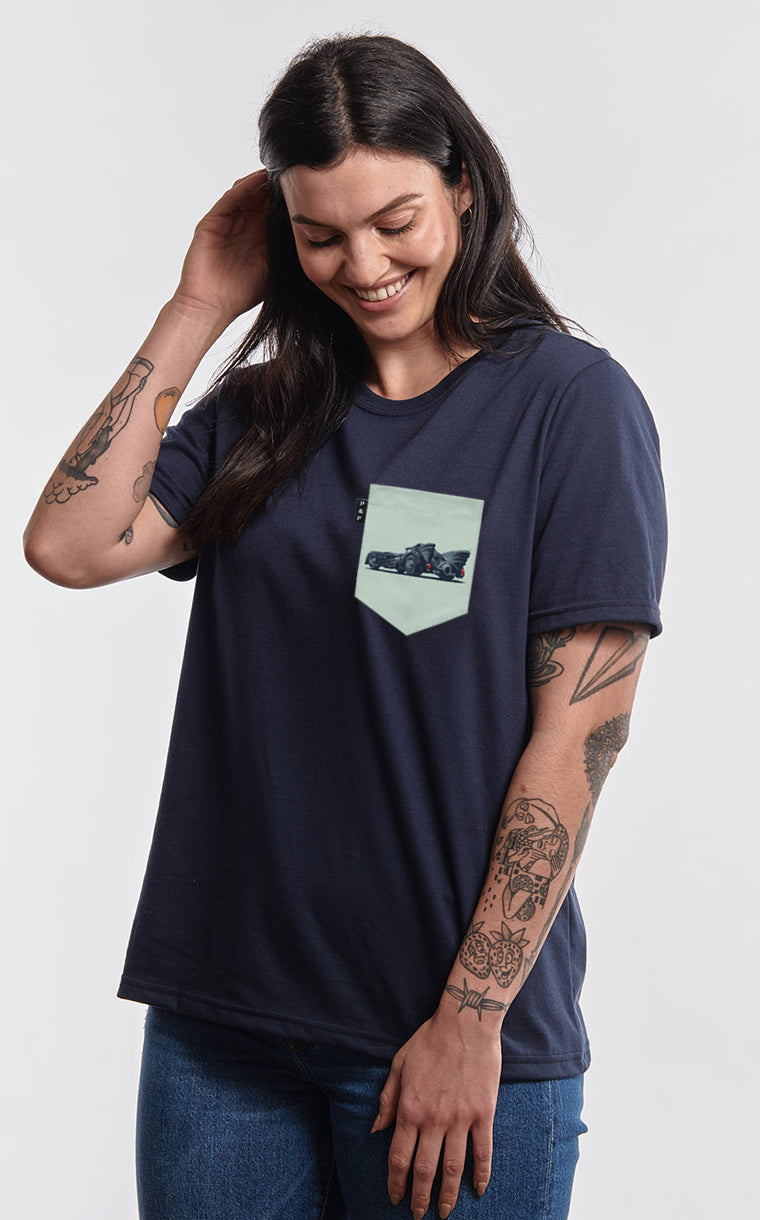 T-shirt coupe Boyfriend à poche Chauffe-souris