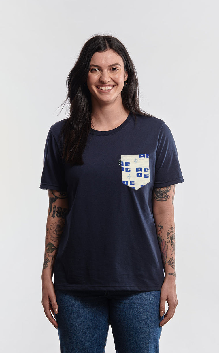 T-shirt coupe Boyfriend à poche Vive le Québec