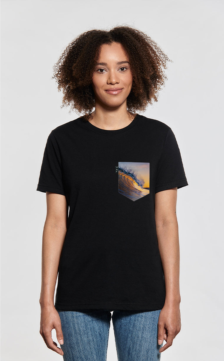 T-shirt coupe Boyfriend à poche pour femme avec poche Marée Paiement ^ 