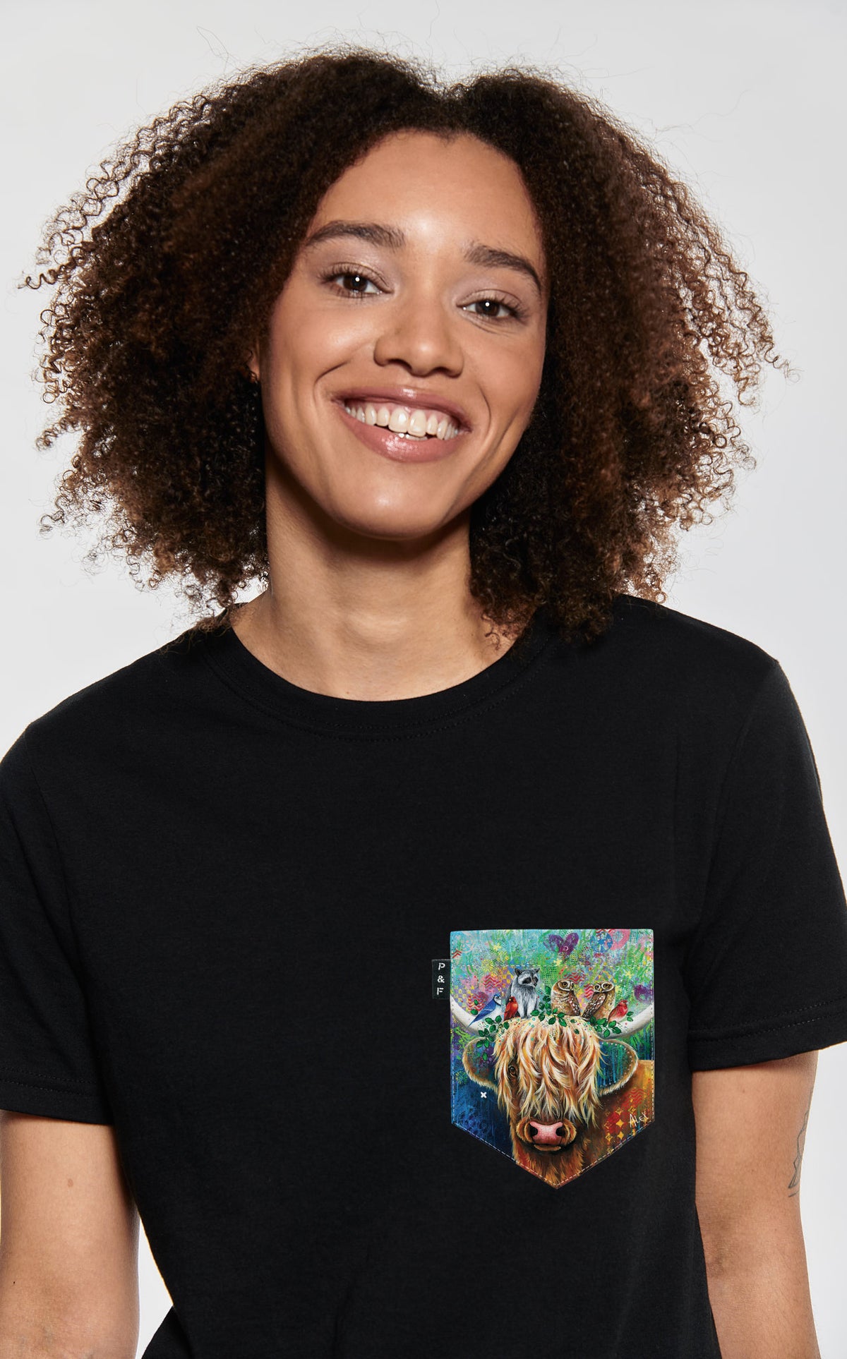 T-shirt coupe Boyfriend à poche Pis au carré