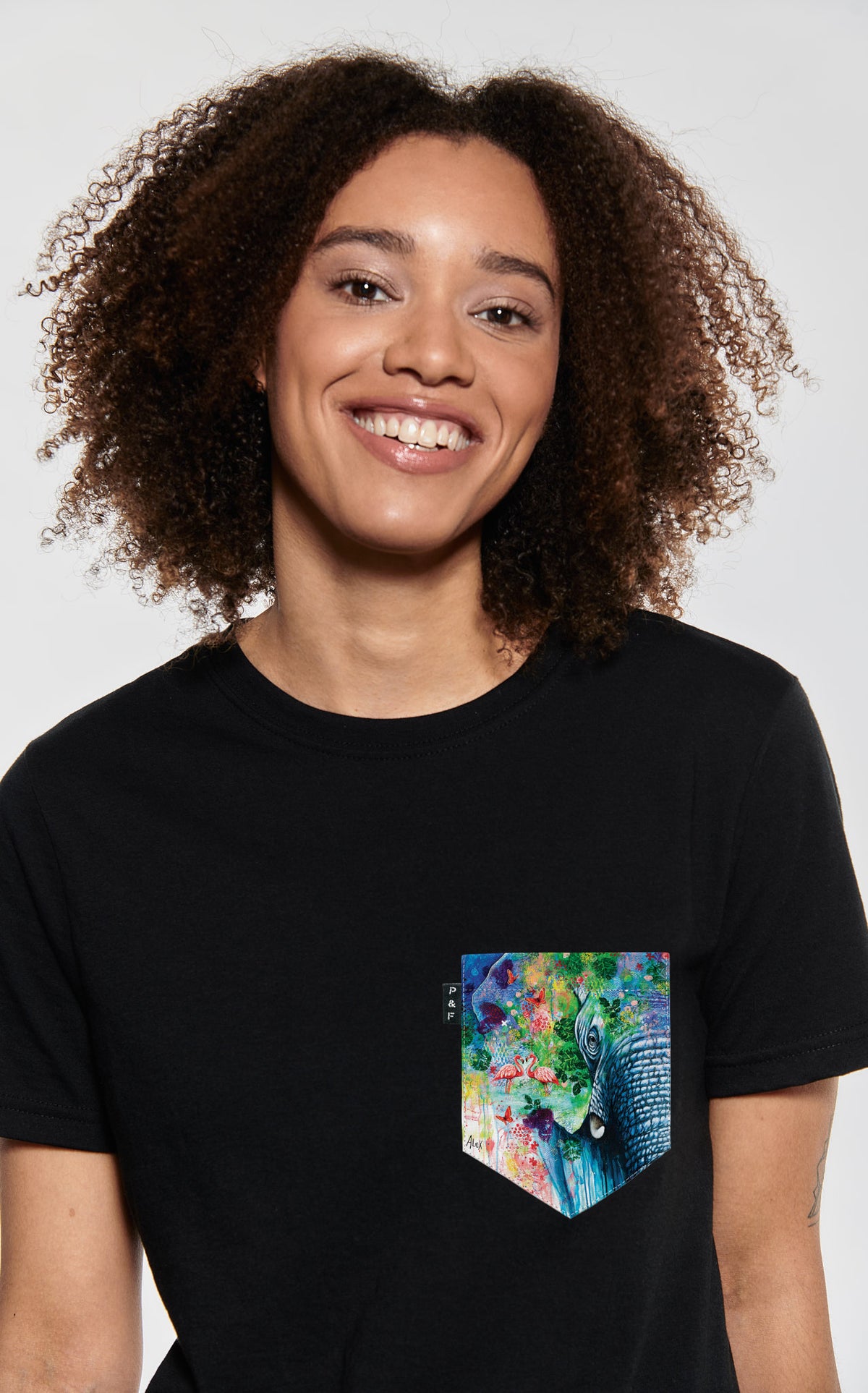 T-shirt coupe Boyfriend à poche Trompe l'oeil