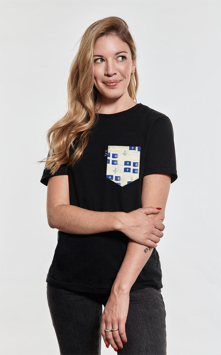 T-shirt coupe Boyfriend à poche Vive le Québec