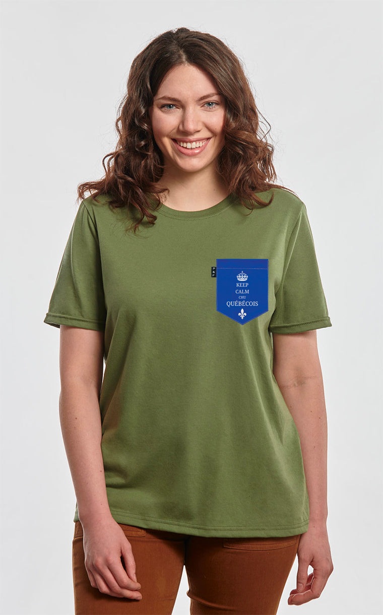 T-shirt coupe Boyfriend à poche Chu Québécois