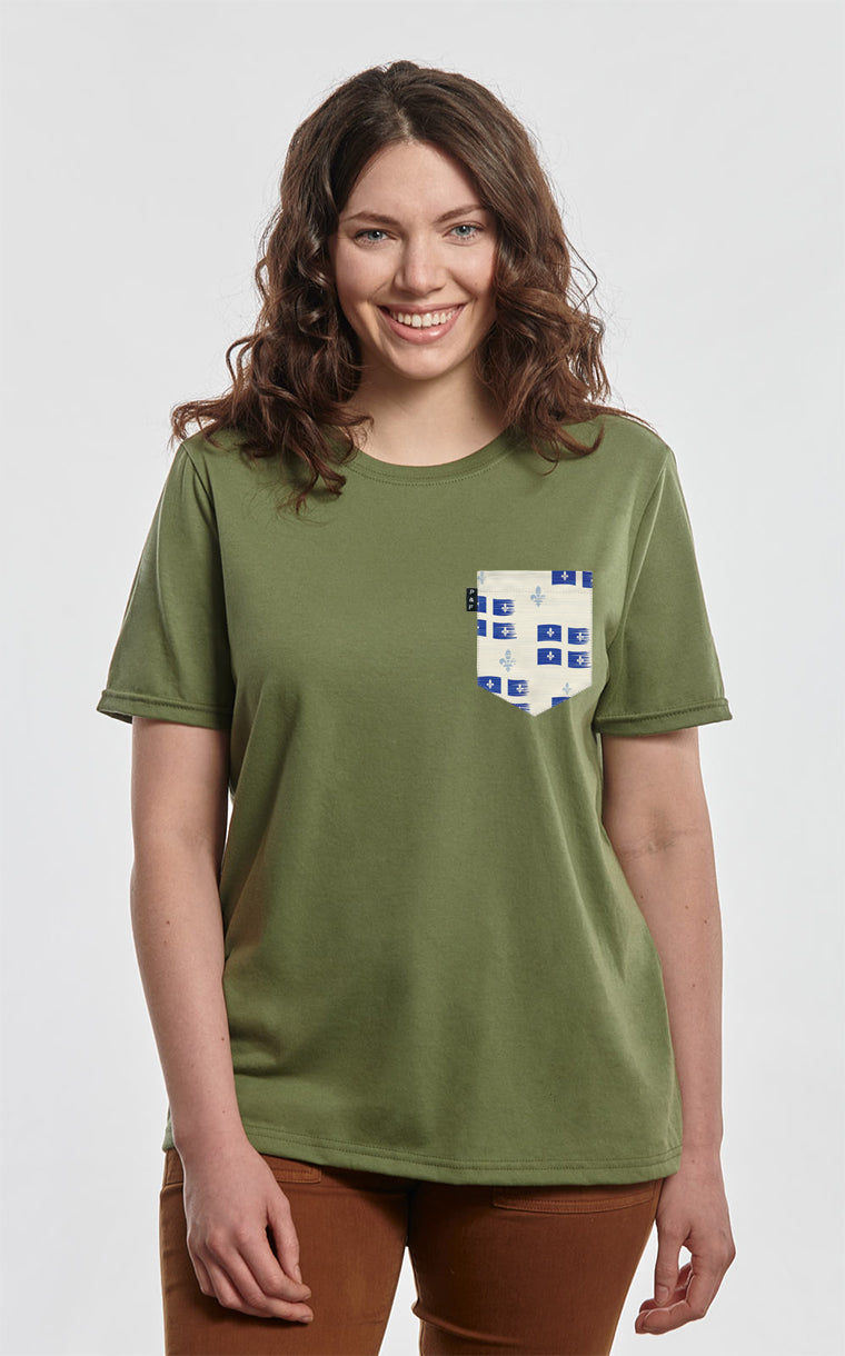 T-shirt coupe Boyfriend à poche Vive le Québec