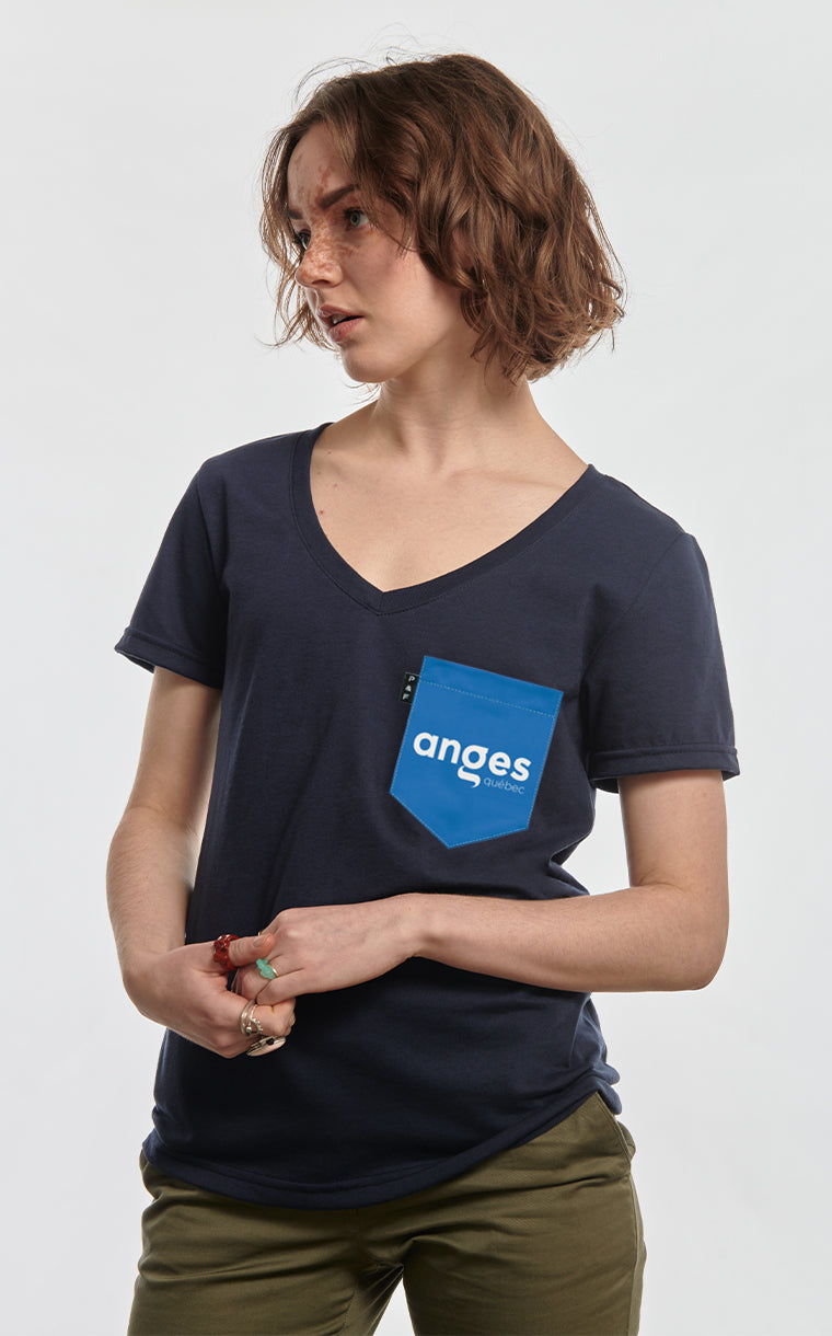 Semi-fitted V-neck with pocket Anges Québec