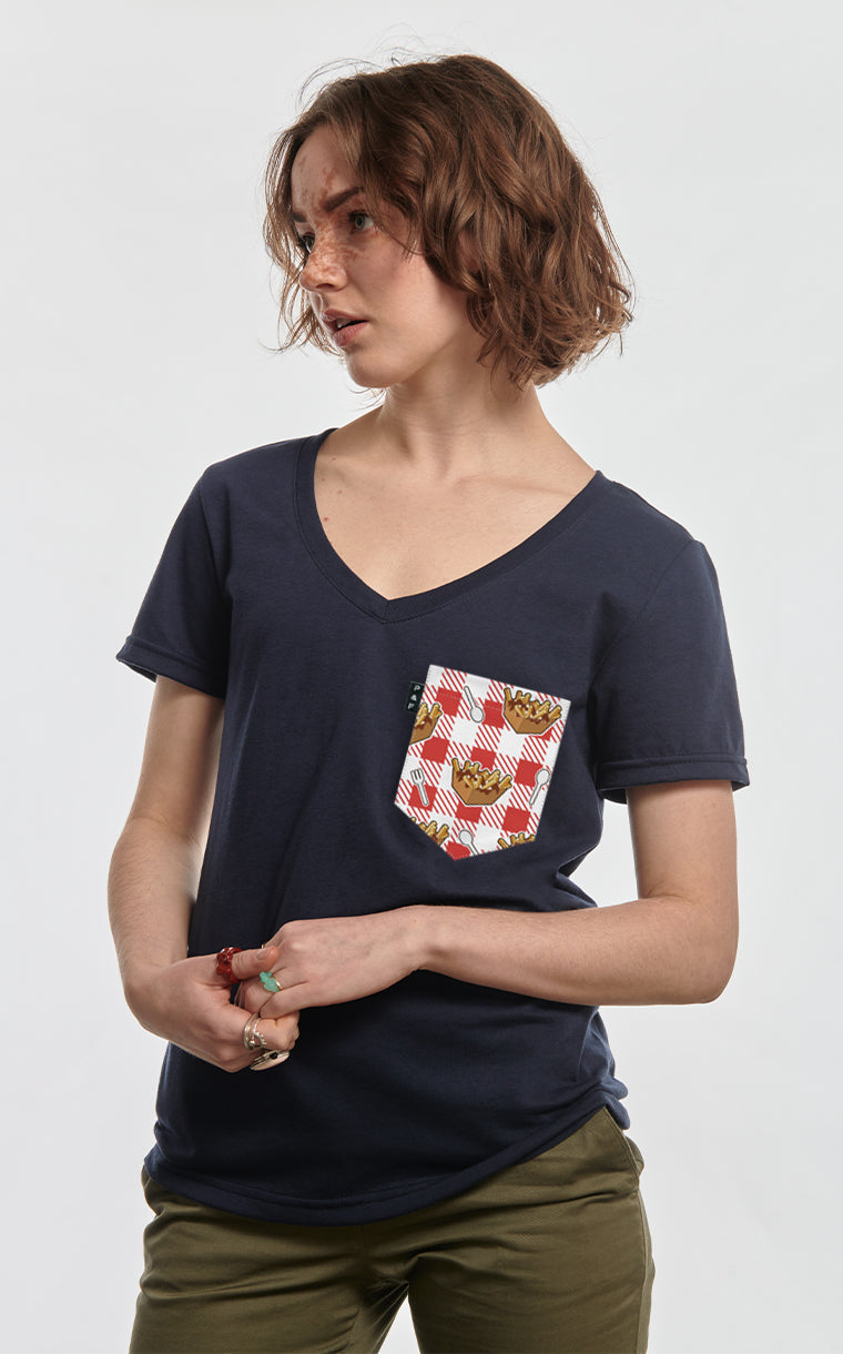 Col en V semi-ajusté à poche Lâche pas la patate