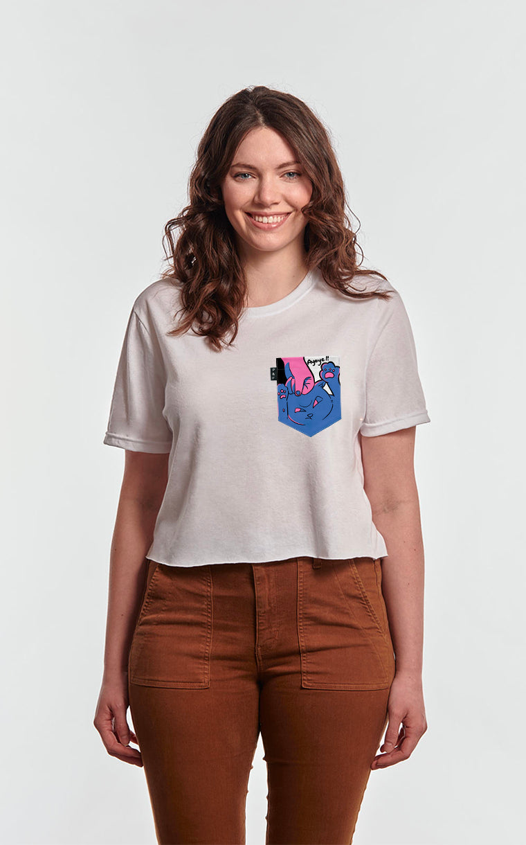 T-shirt « crop top » à poche Chat-astrophe