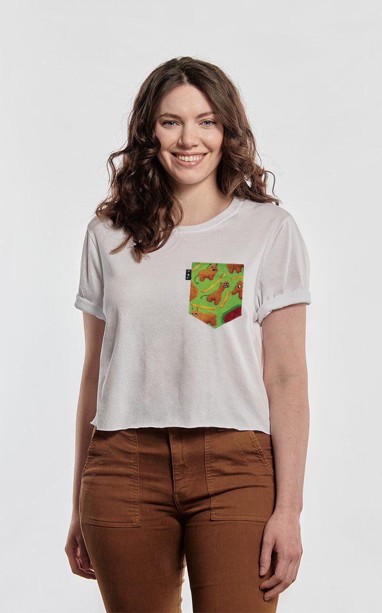 Crocopoulatorius Pocket Crop Top T-Shirt