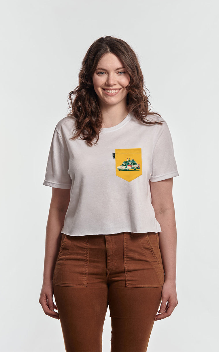 T-shirt « crop top » à poche Qui tu vas appeler