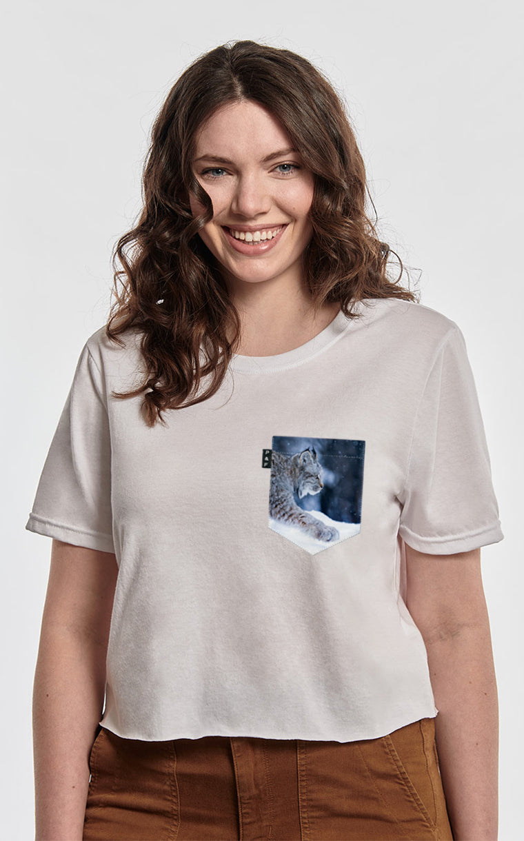 T-shirt « crop top » à poche pour femme avec poche Star Lynx ^ 