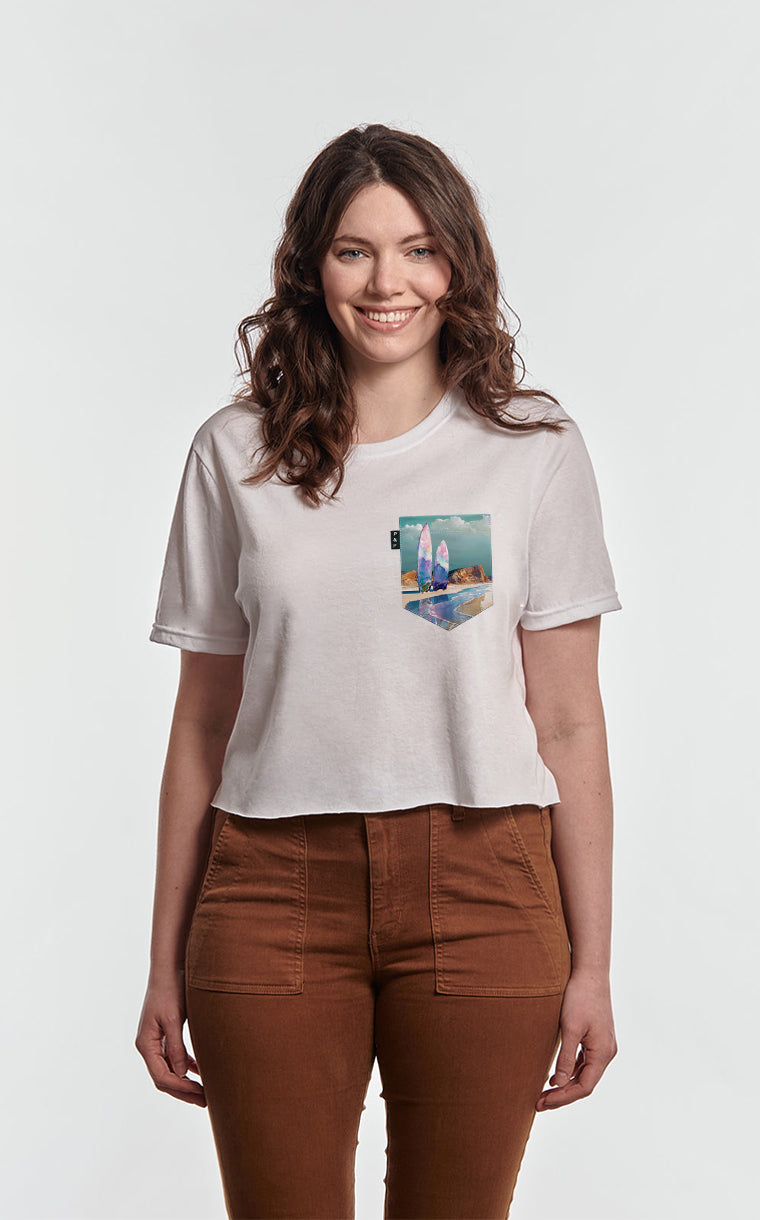 T-shirt « crop top » à poche Wax on, wax off