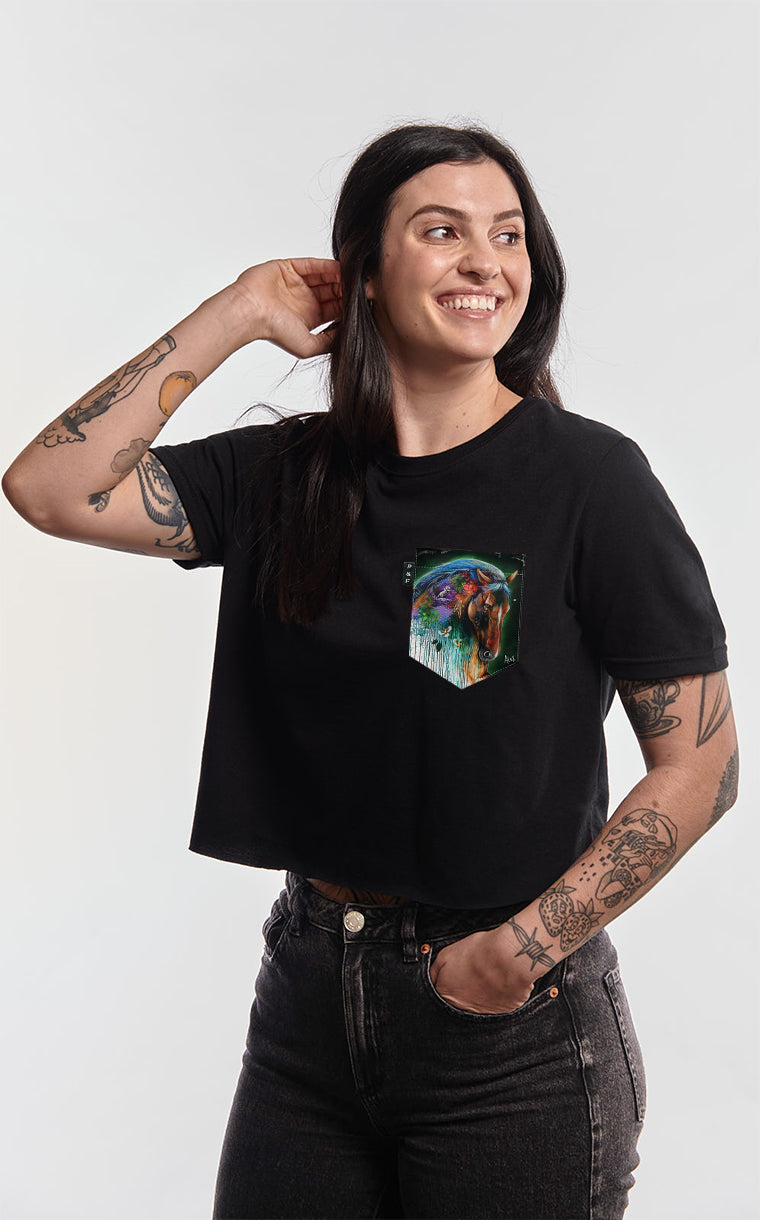 Sylvester Stallion Pocket Crop Top T-Shirt