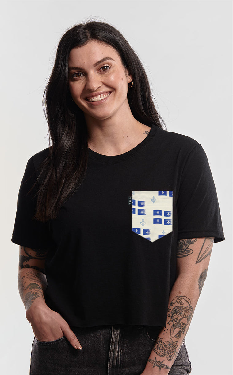 T-shirt « crop top » à poche Vive le Québec