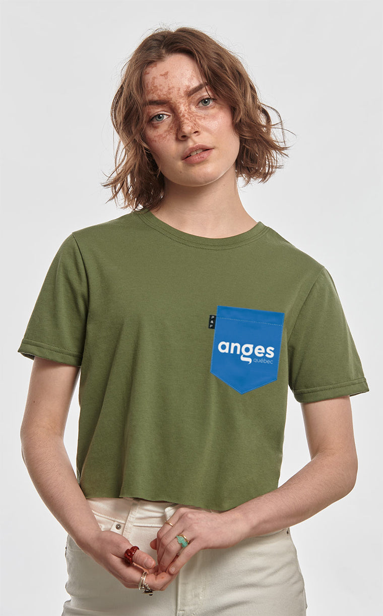 T-shirt « crop top » à poche Anges Québec