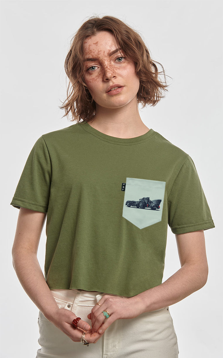 T-shirt « crop top » à poche Chauffe-souris