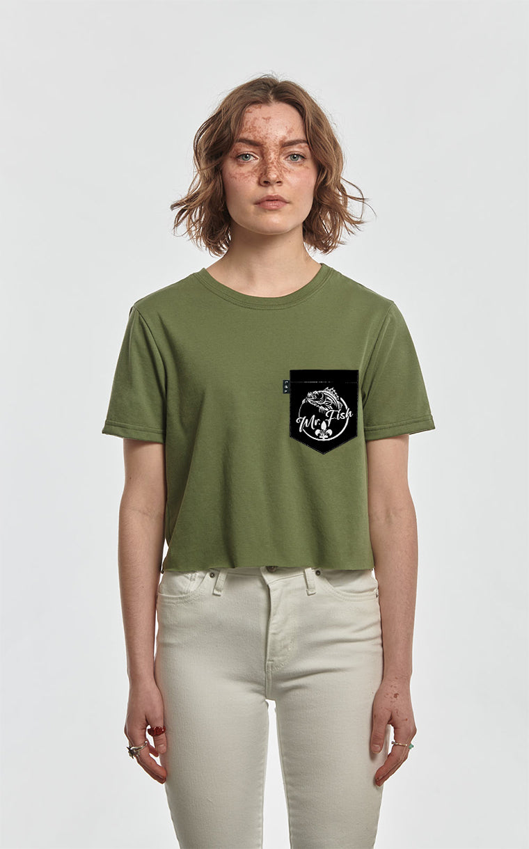 Mr Fish Black Pocket Crop Top T-Shirt