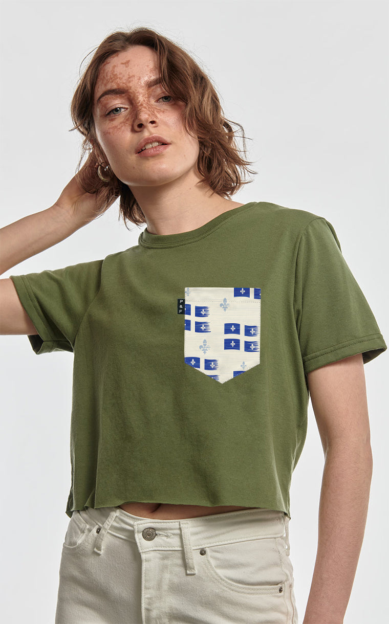 T-shirt « crop top » à poche Vive le Québec
