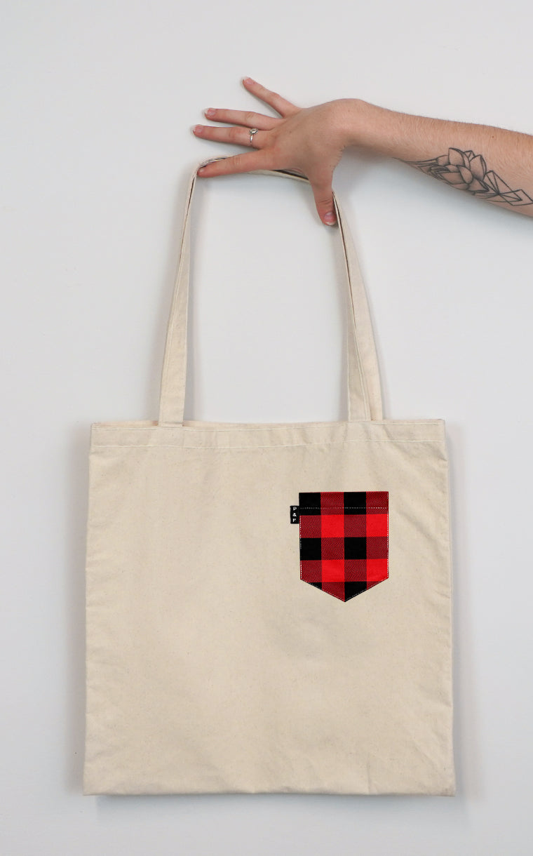 Kid's Plaid Pocket Tote Bag