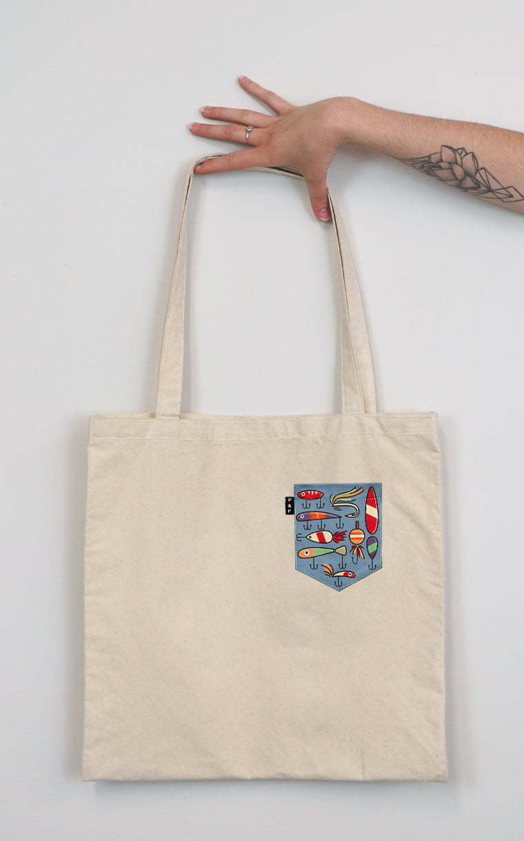 Tote Bag à poche Garde la pêche