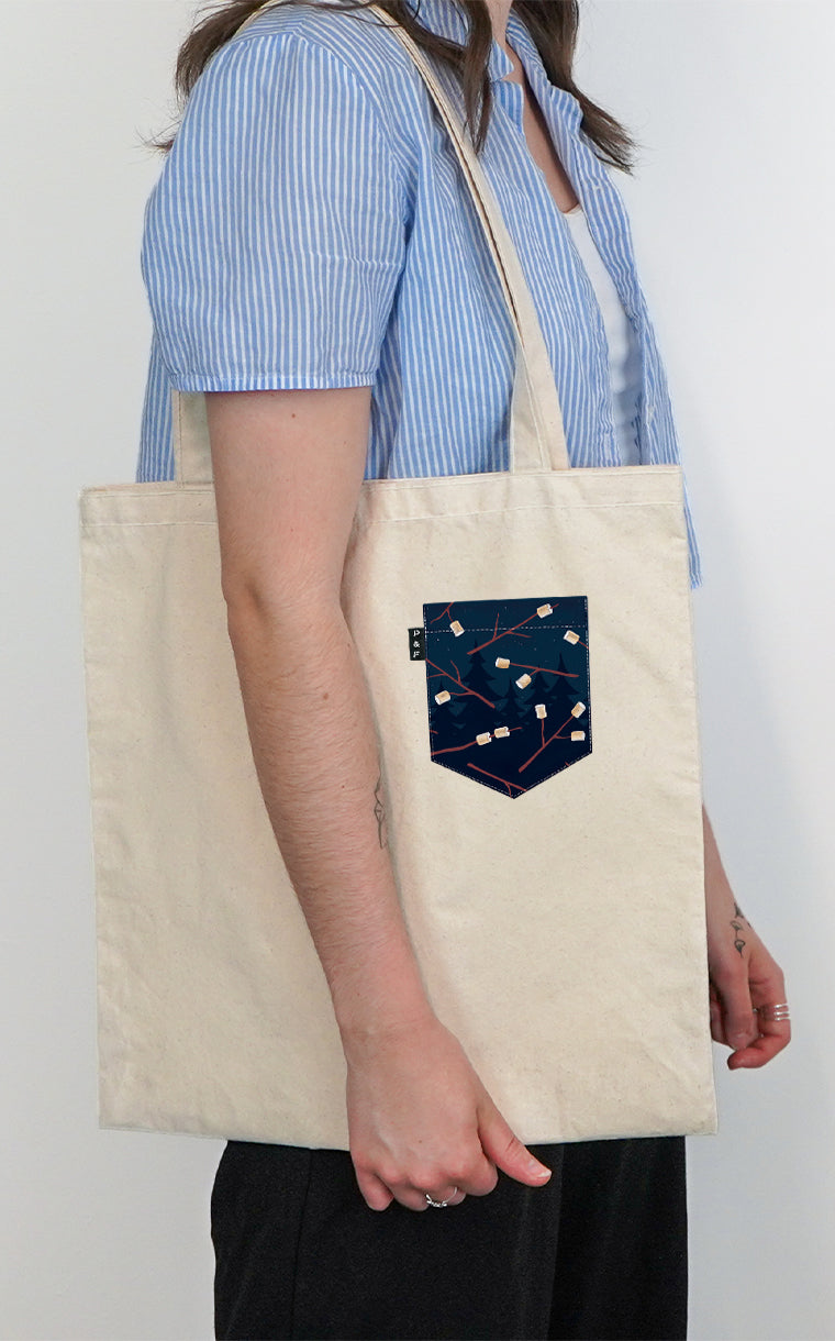 Marshmallow Grain Pocket Tote Bag