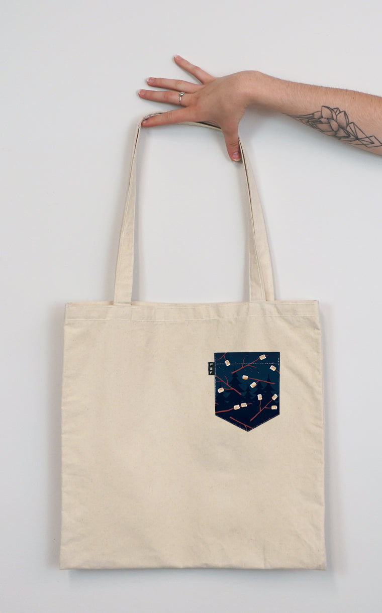 Marshmallow Grain Pocket Tote Bag