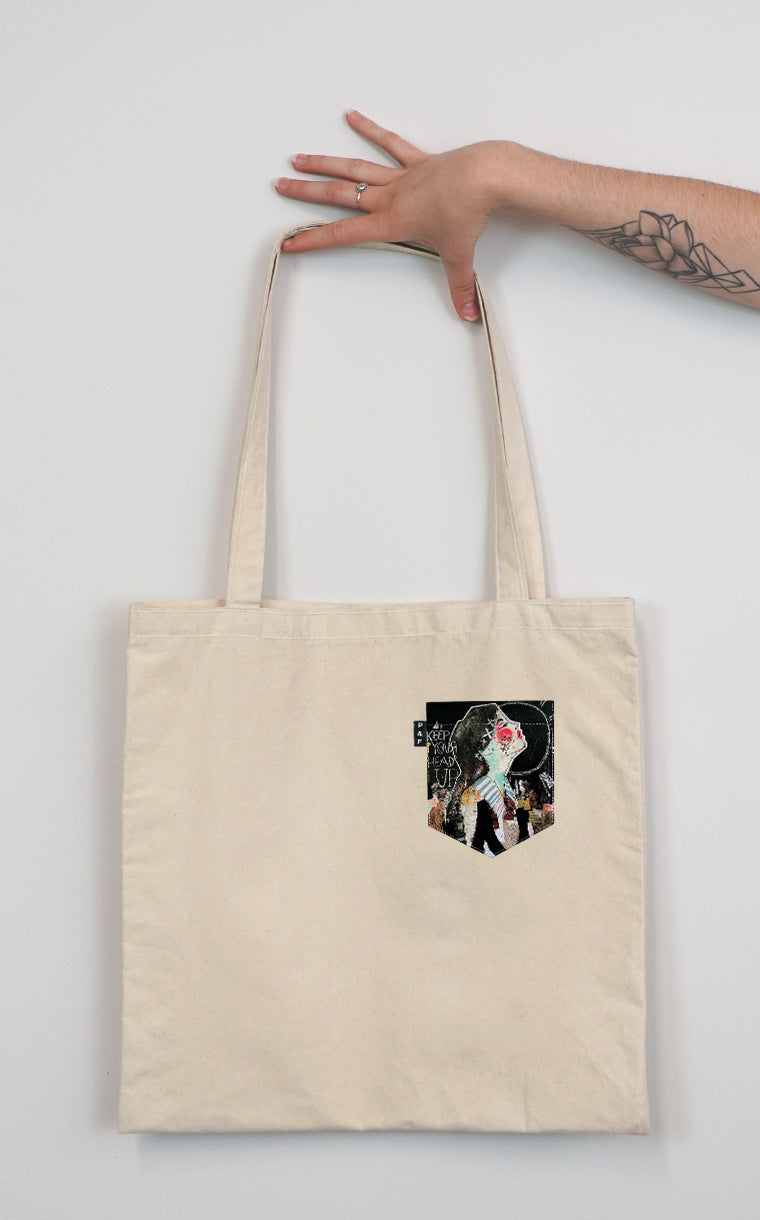 Head up pocket tote bag