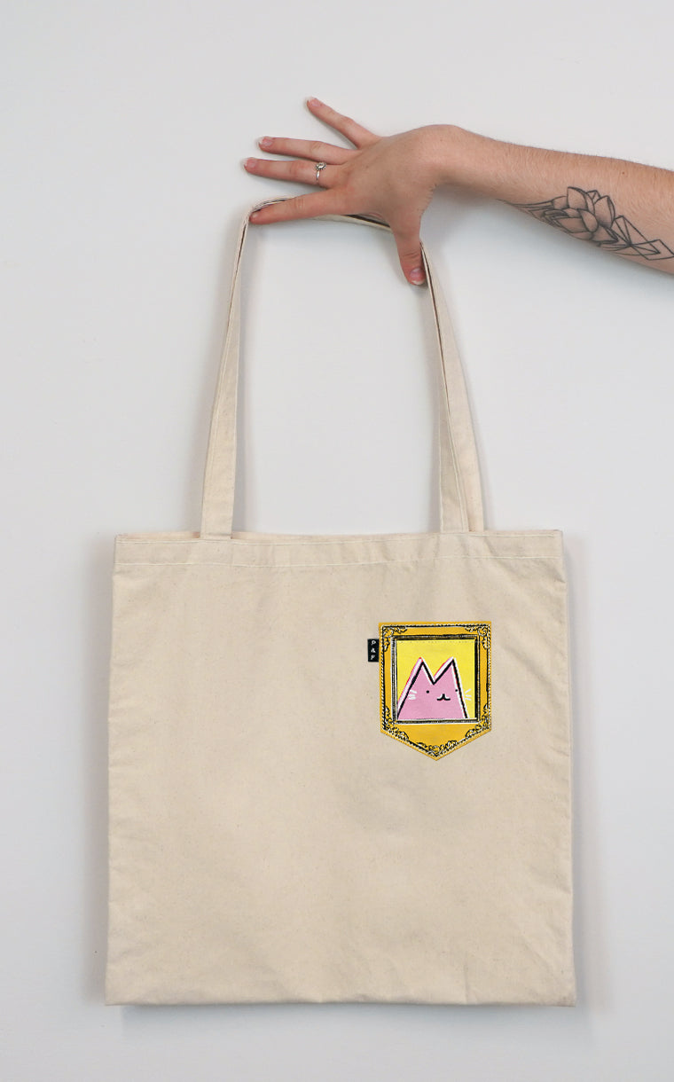 Pop Art Cat Pocket Tote Bag