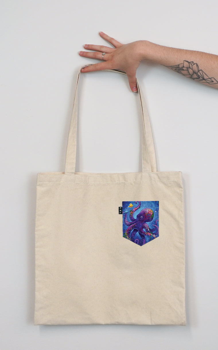 Octopus Fiction Pocket Tote Bag